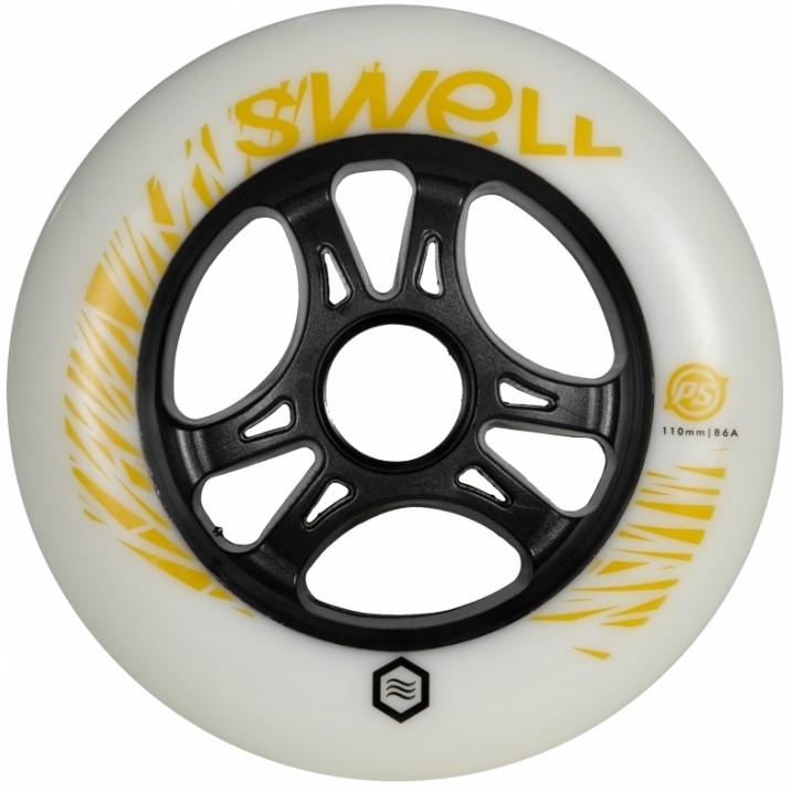 Swell fitness inline skate wheel of 110 mm diameter and 86A durometer and bullet radius
